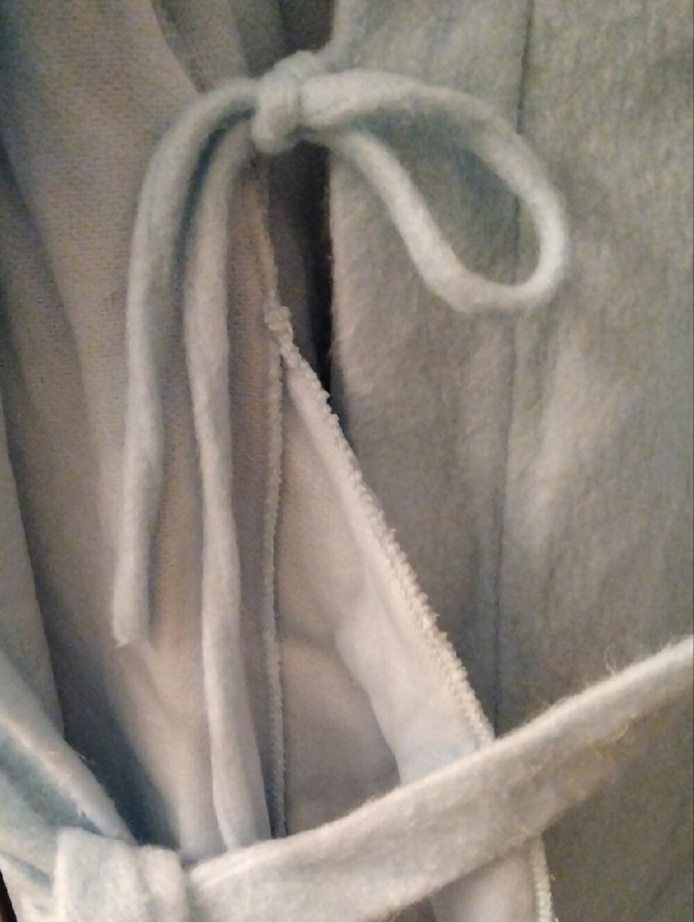 Light Blue Quilted Shoulder Long Robe - Picture 4 of 10